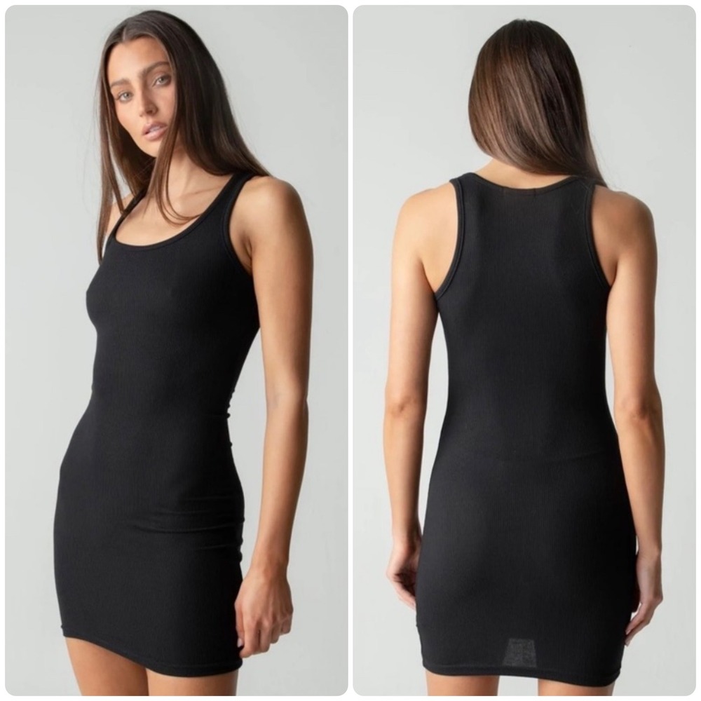 Talentless‎ Womens Black Ribbed Minimalist Bodycon Tank Mini Dress Size M